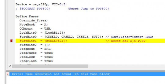 ERROR: fuse BODLEVEL1 not found (in this fuse block)