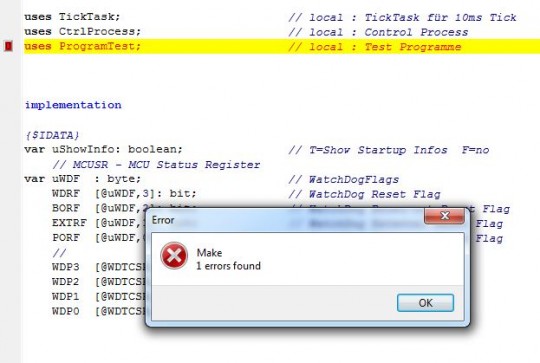 internal compiler error - EAccessViolation in Modul avrco.exe...